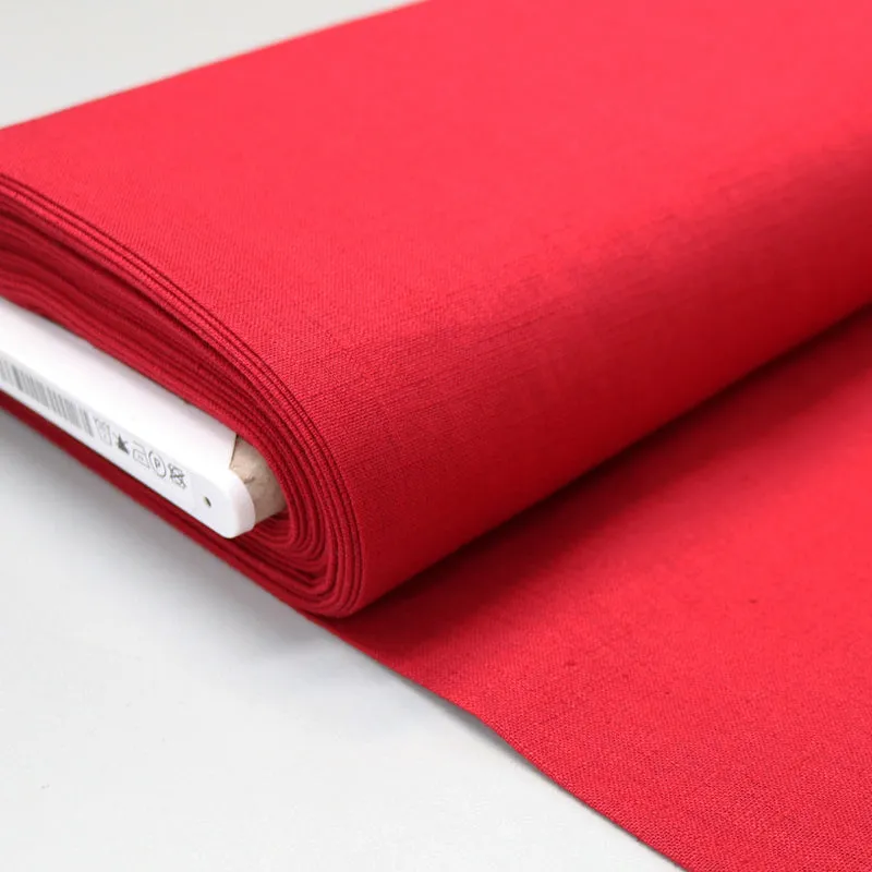 150CM REMNANT Dressmaking Washed Linen Handle - Fire Engine Red