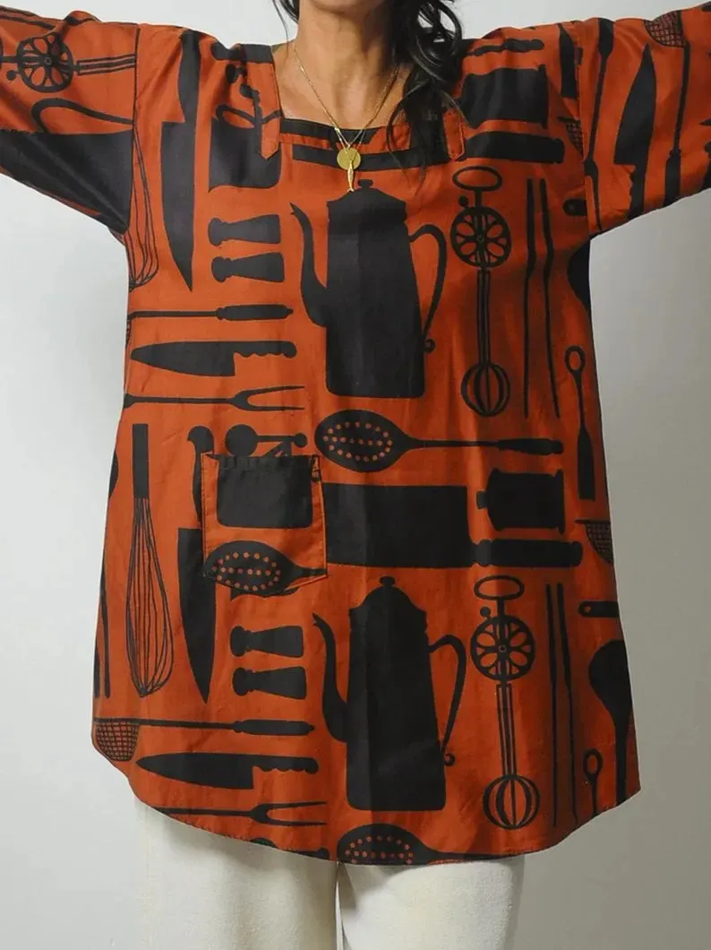 1970's Japanese Cotton Kitchen Smock