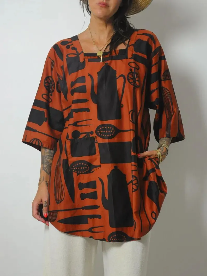 1970's Japanese Cotton Kitchen Smock