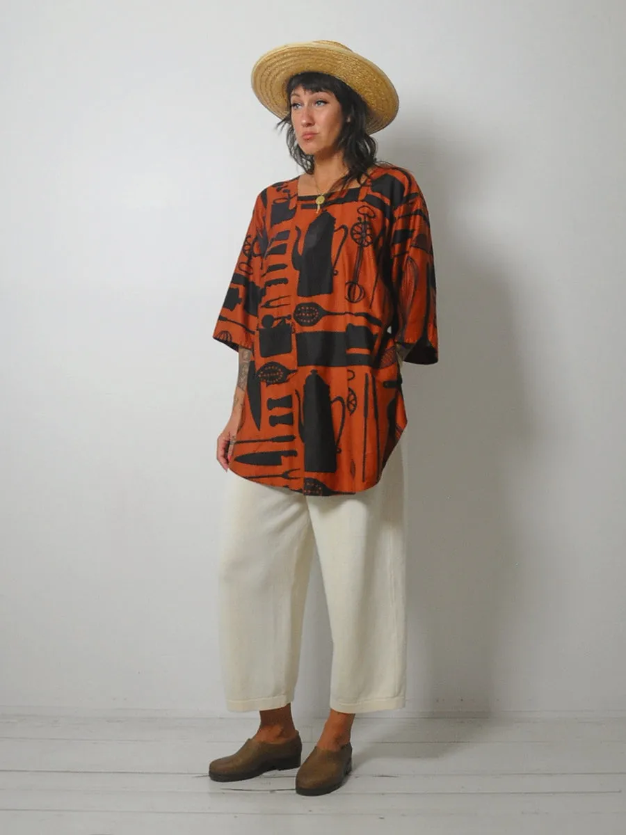 1970's Japanese Cotton Kitchen Smock