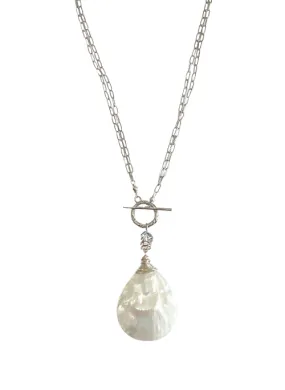 2 Way Mother of Pearl Convertible Necklace Silver