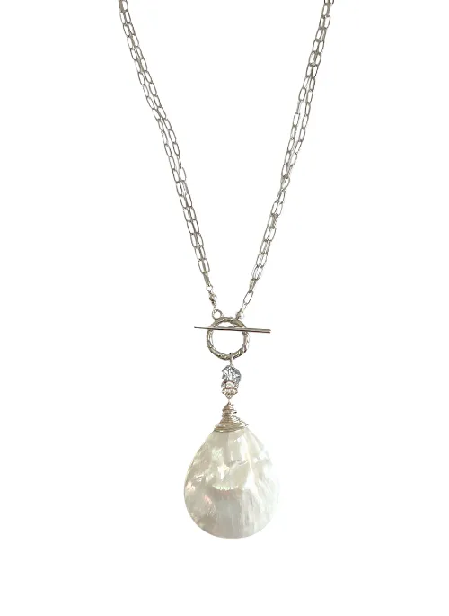 2 Way Mother of Pearl Convertible Necklace Silver