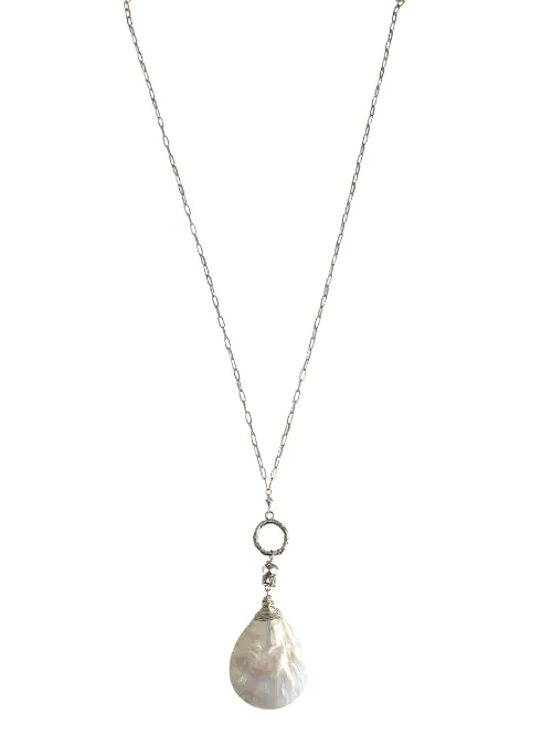 2 Way Mother of Pearl Convertible Necklace Silver