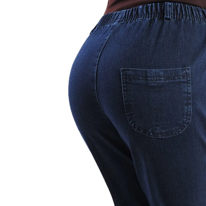 2022 New Jeans Female Denim Pants Loose Womens Jeans High Waist Elastic Straight Pants Casual Vintage Trousers P294