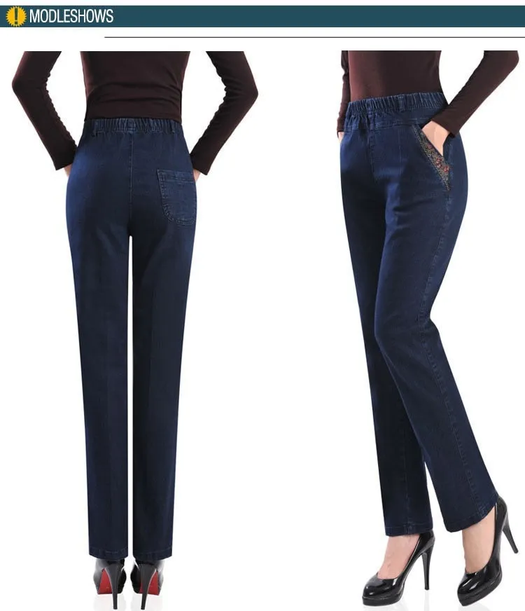 2022 New Jeans Female Denim Pants Loose Womens Jeans High Waist Elastic Straight Pants Casual Vintage Trousers P294