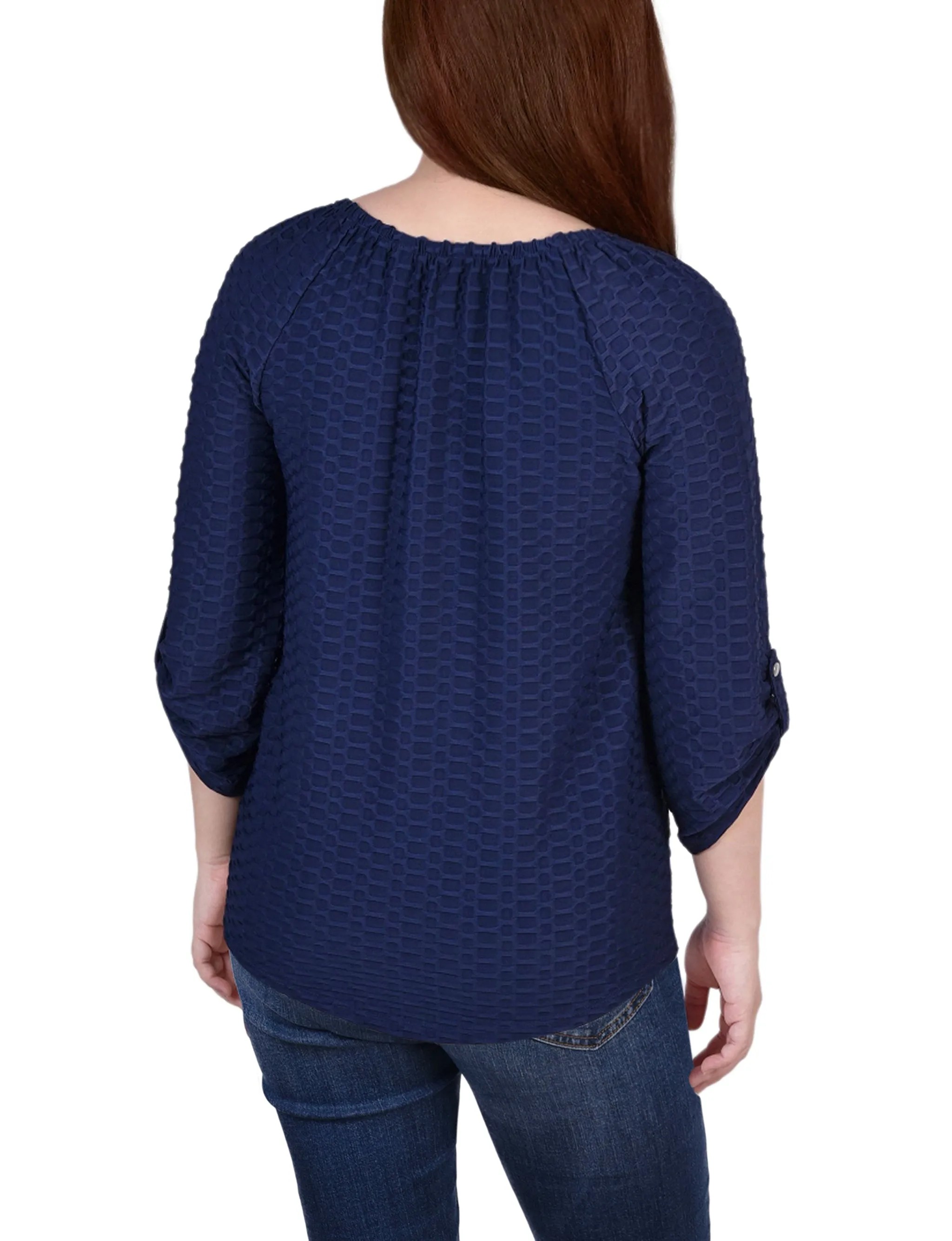 3/4 Sleeve Honeycomb Henley Top