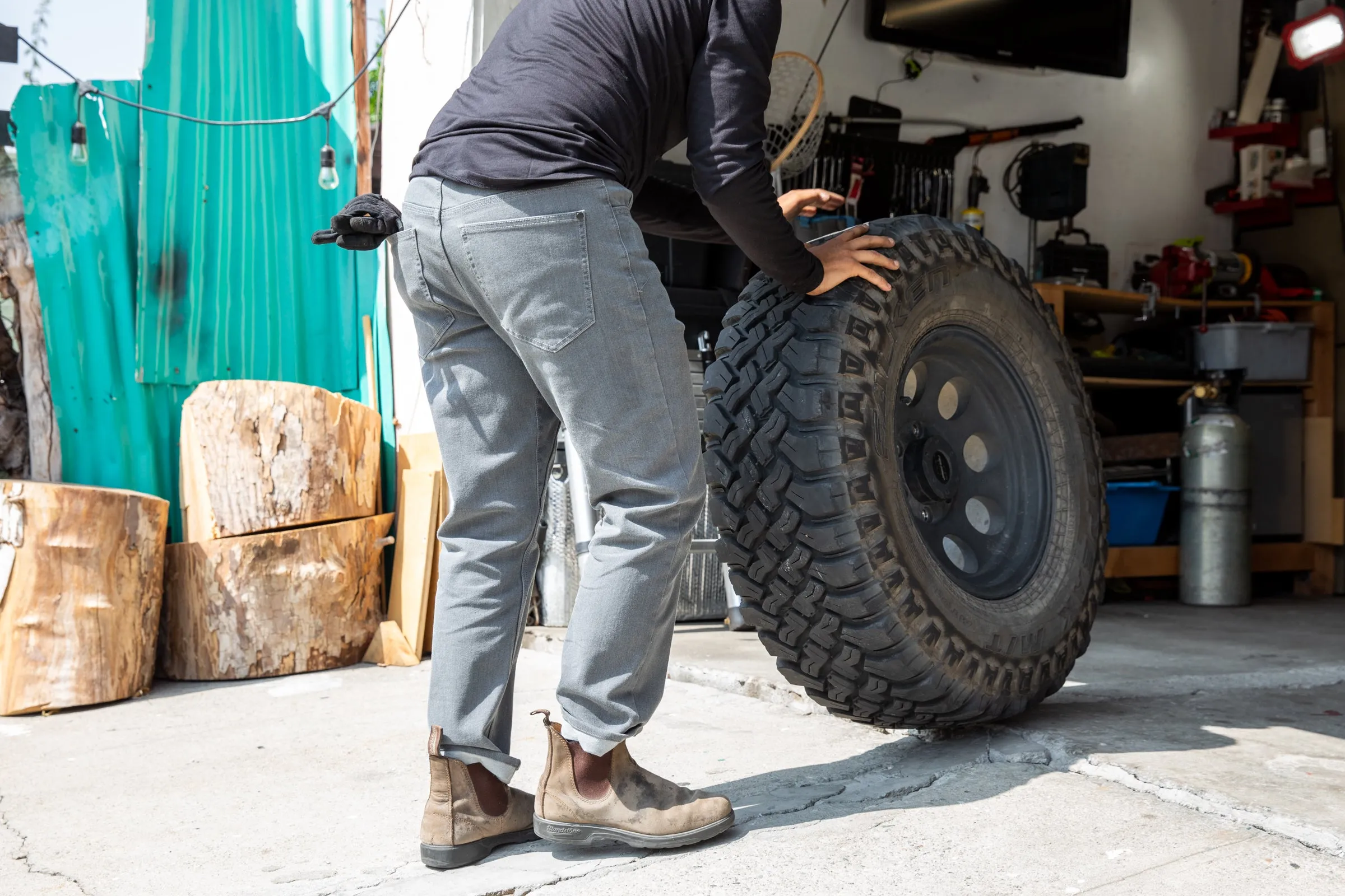 4-way stretch grey wash CORDURA® skinny jeans