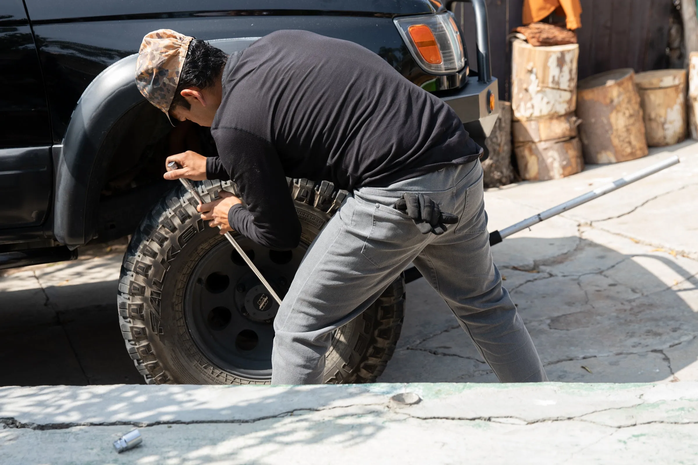 4-way stretch grey wash CORDURA® skinny jeans