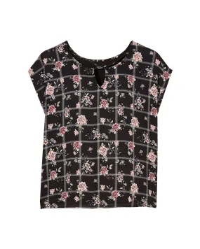 Abby Mixed Media Top | Black / Mauve