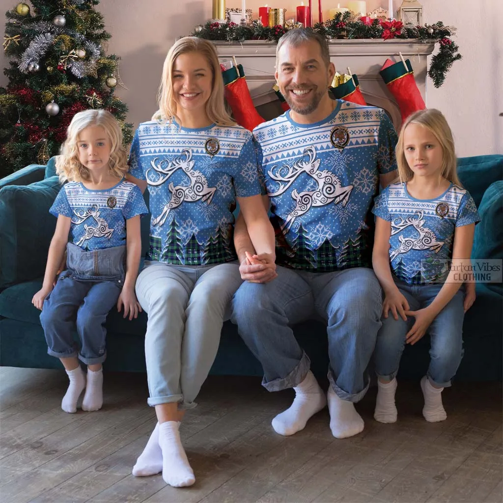 Abercrombie Clan Christmas T-Shirt Celtic Reindeer Style