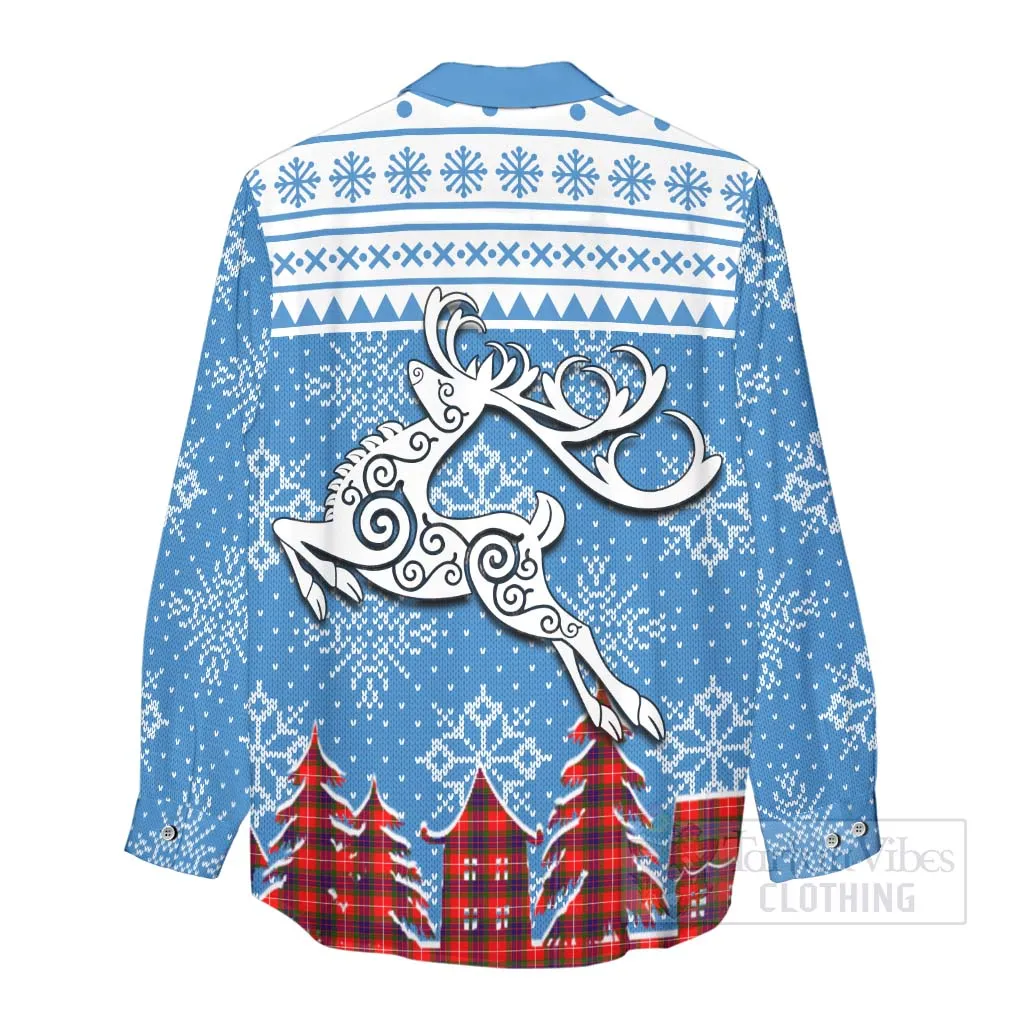 Abernethy Clan Christmas Women's Casual Shirt Celtic Reindeer Style