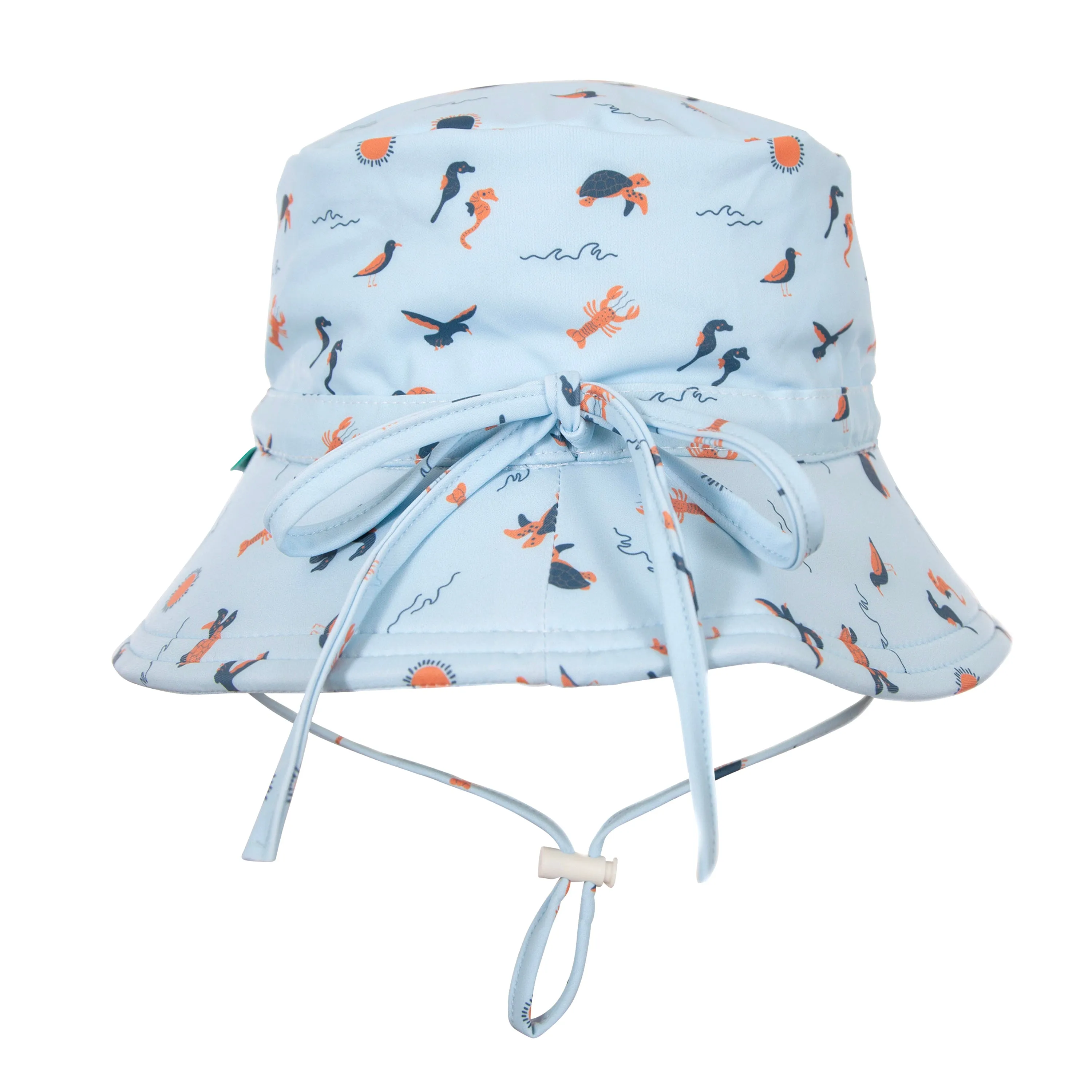 Acorn Sea Life Wide Brim Bucket SWIM Hat Blue and Orange