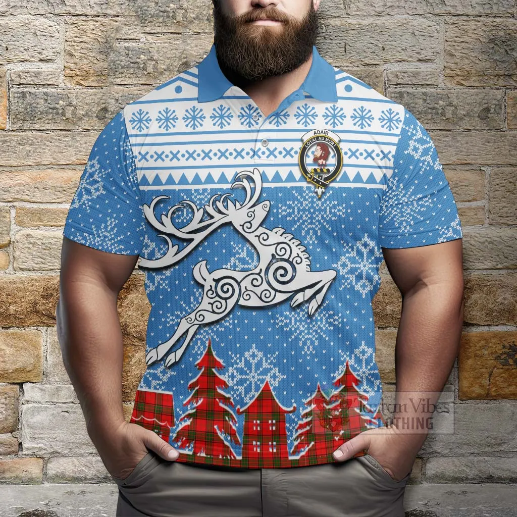 Adair Clan Christmas Polo Shirt Celtic Reindeer Style