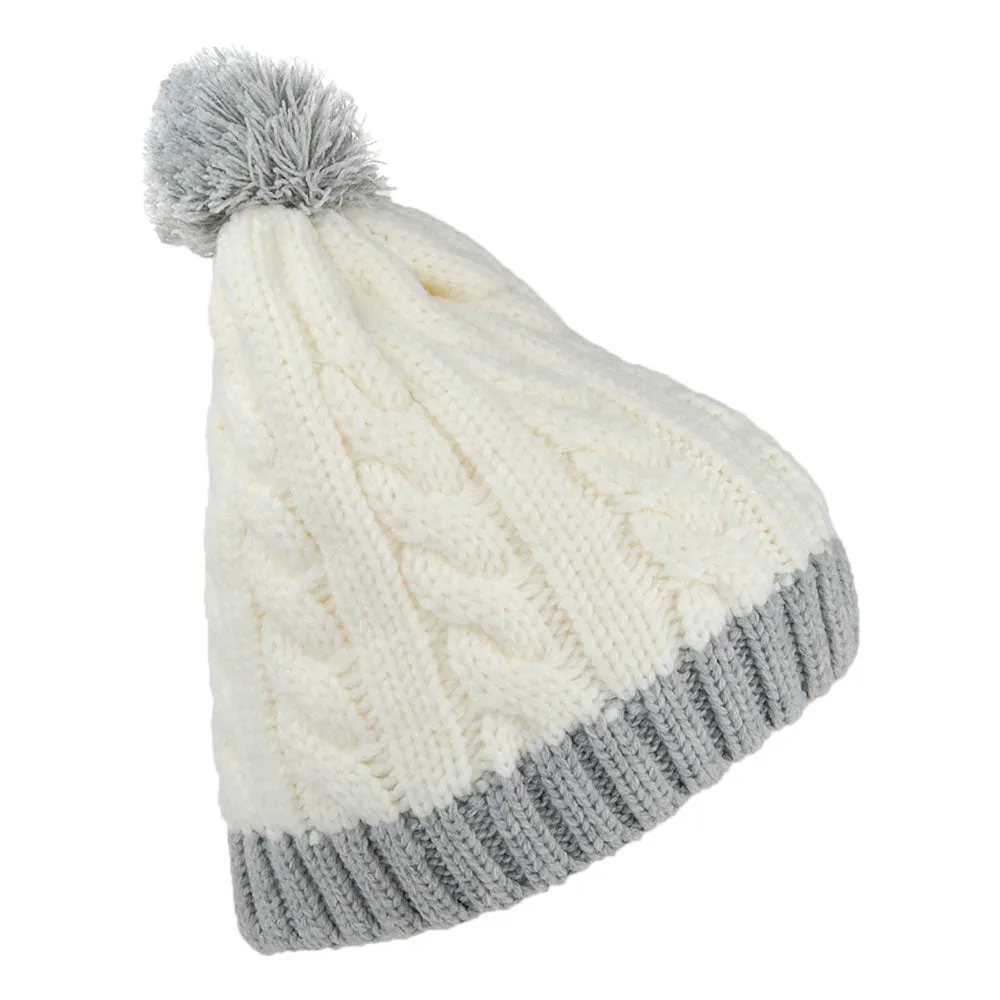 Adidas Hats Two Toned Pom Bobble Hat - White-Grey