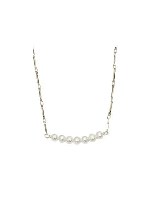 Adriana Dainty Pearl link Necklace Silver