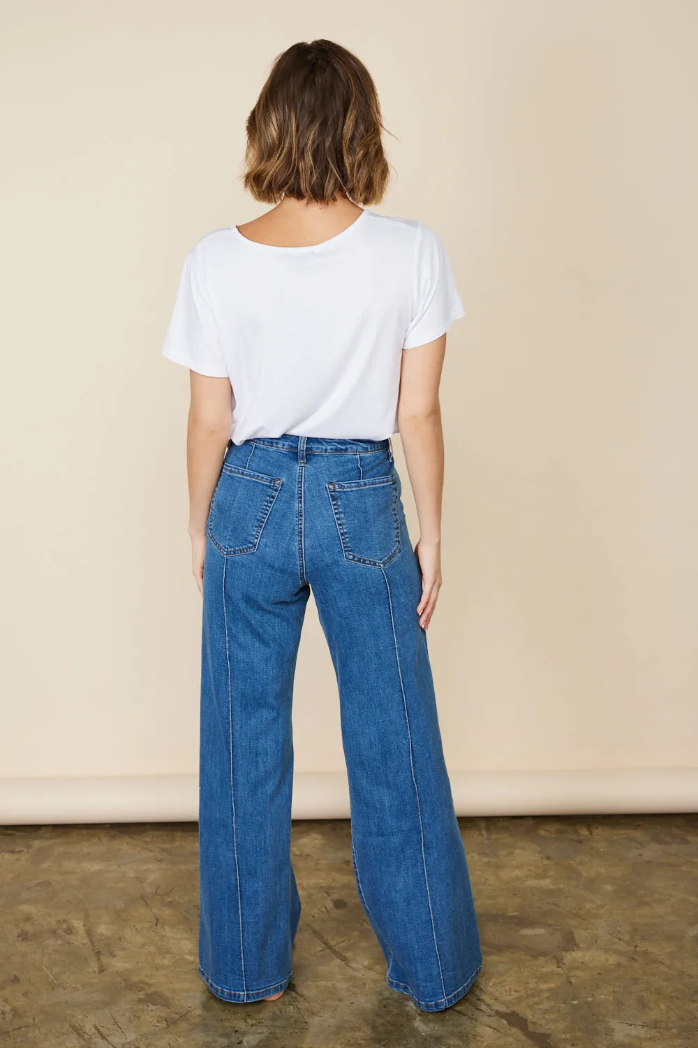 Adrift Denim Wide Leg Jeans in Mid Wash