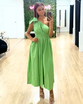 Angelina One Shoulder Maxi Dress - Green