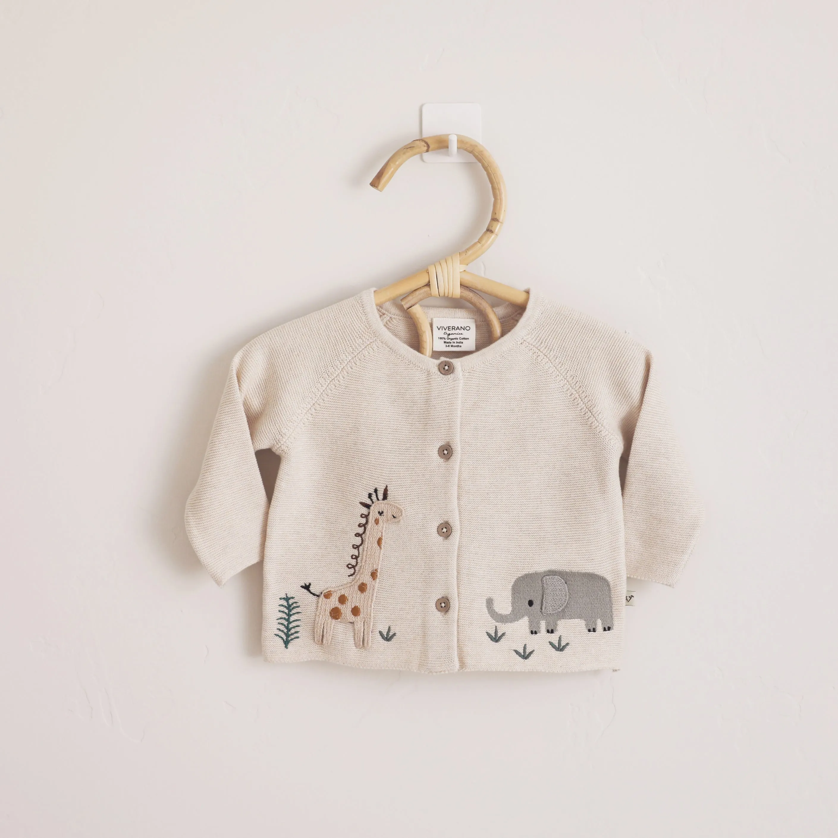 Animal Safari Embroidered Baby Cardigan Sweater (Organic) - 3 Colors