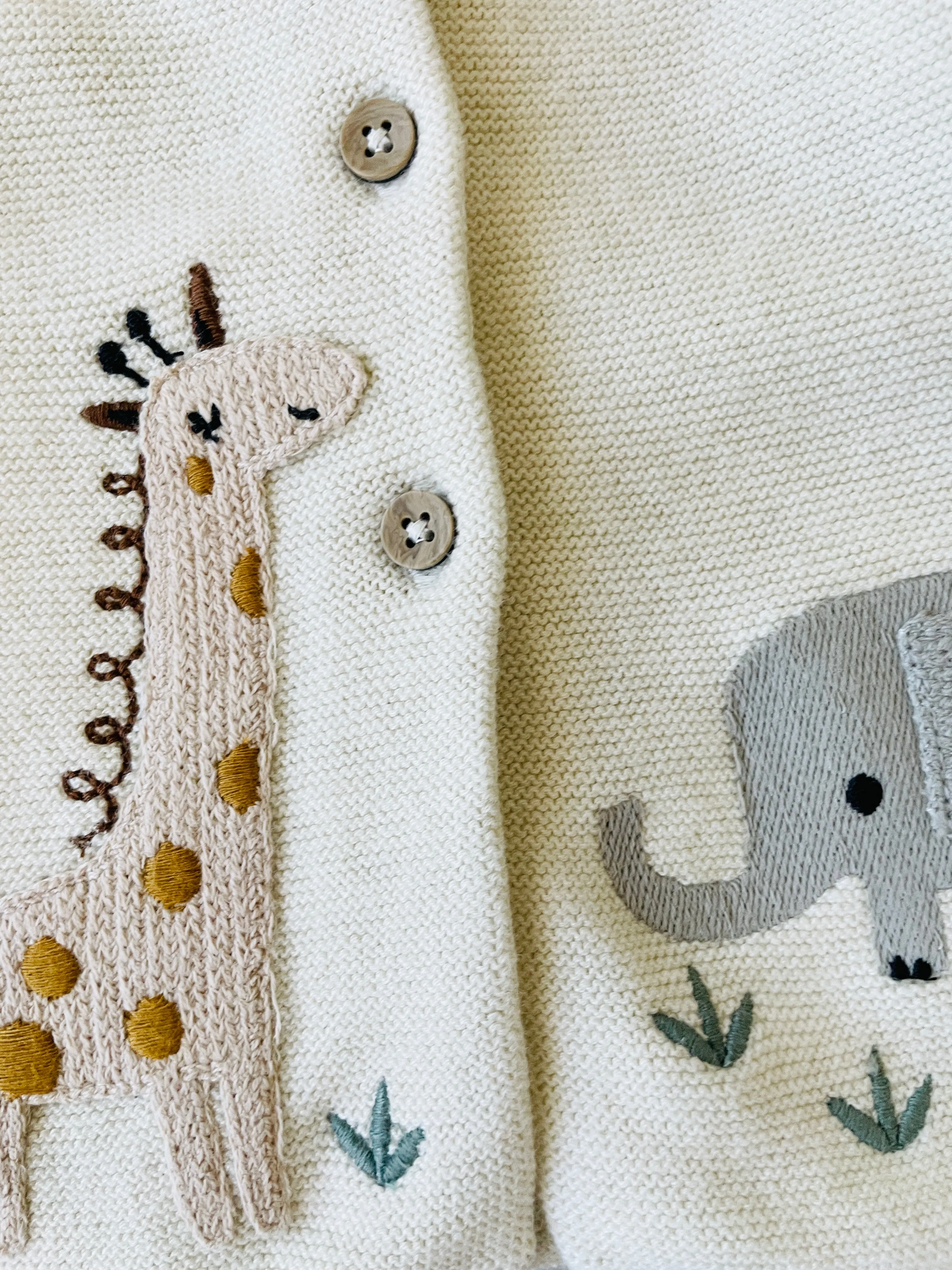 Animal Safari Embroidered Baby Cardigan Sweater (Organic) - 3 Colors