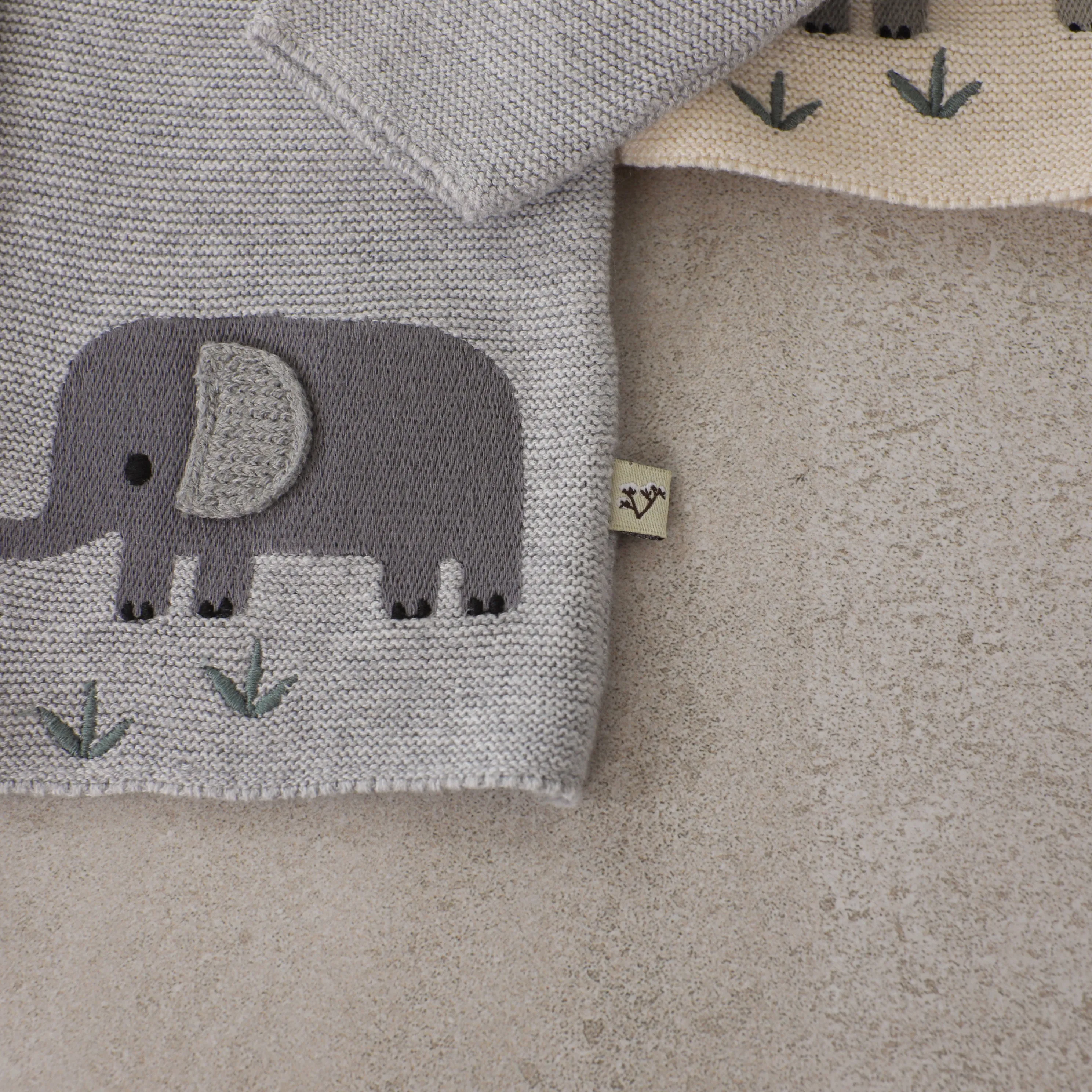 Animal Safari Embroidered Baby Cardigan Sweater (Organic) - 3 Colors