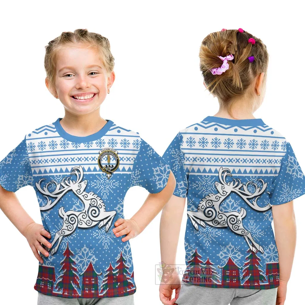 Auchinleck (Affleck) Clan Christmas Kid T-Shirt Celtic Reindeer Style