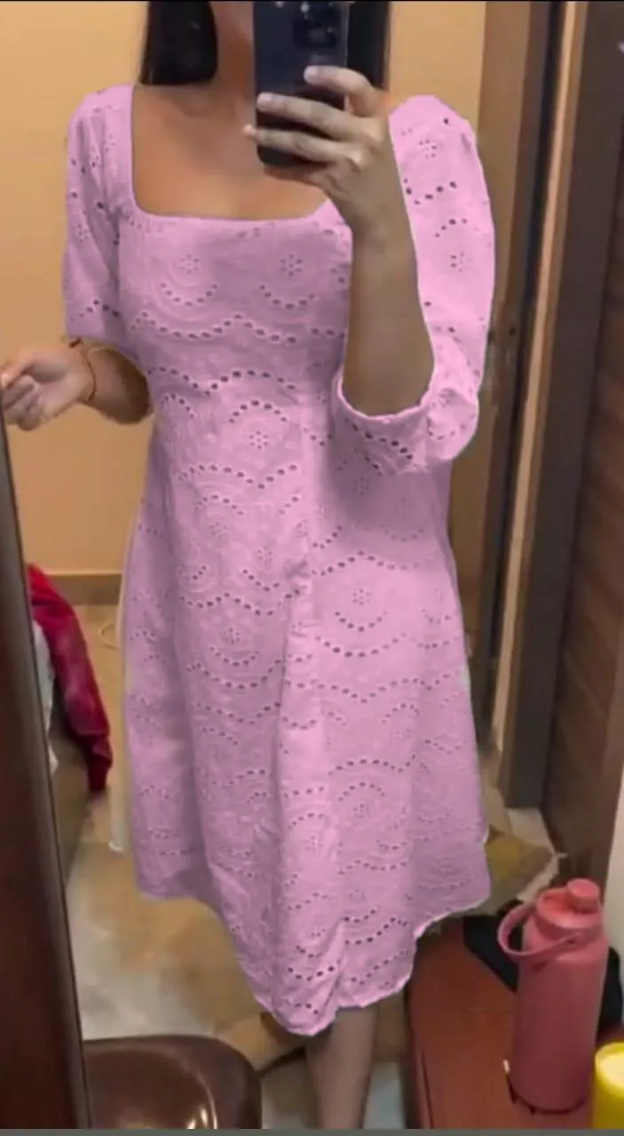 Baby Pink Chikankari Pakistani Royal Hakuba Designer Ready to Wear One Piece Tunic Dress