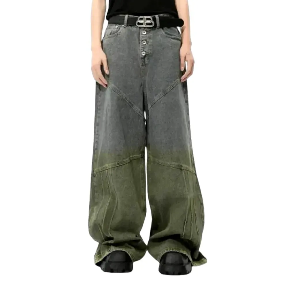 Baggy leg mid rise fashion men's jeans