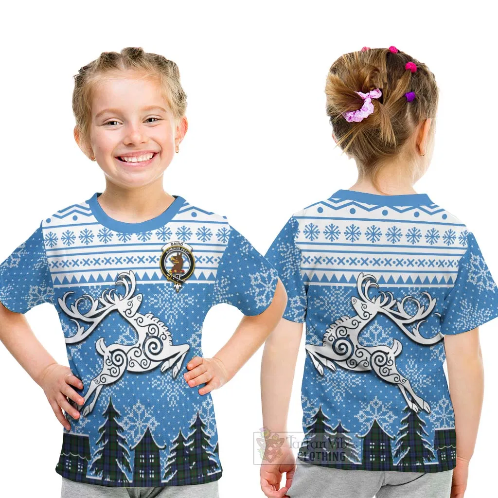 Baird Clan Christmas Kid T-Shirt Celtic Reindeer Style