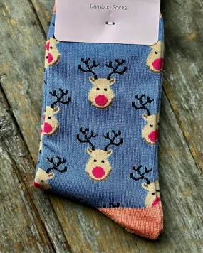 Bamboo Socks - Reindeer Denim