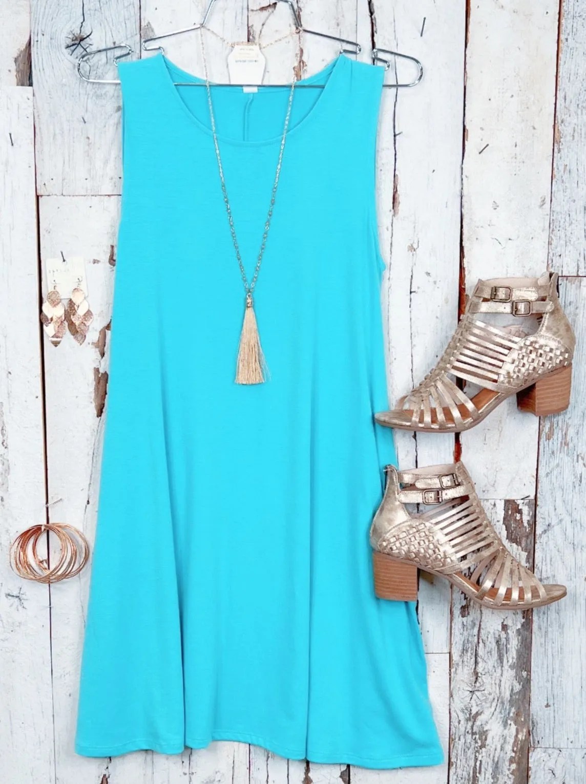 Basic Pocket Tank Dress - Ocean