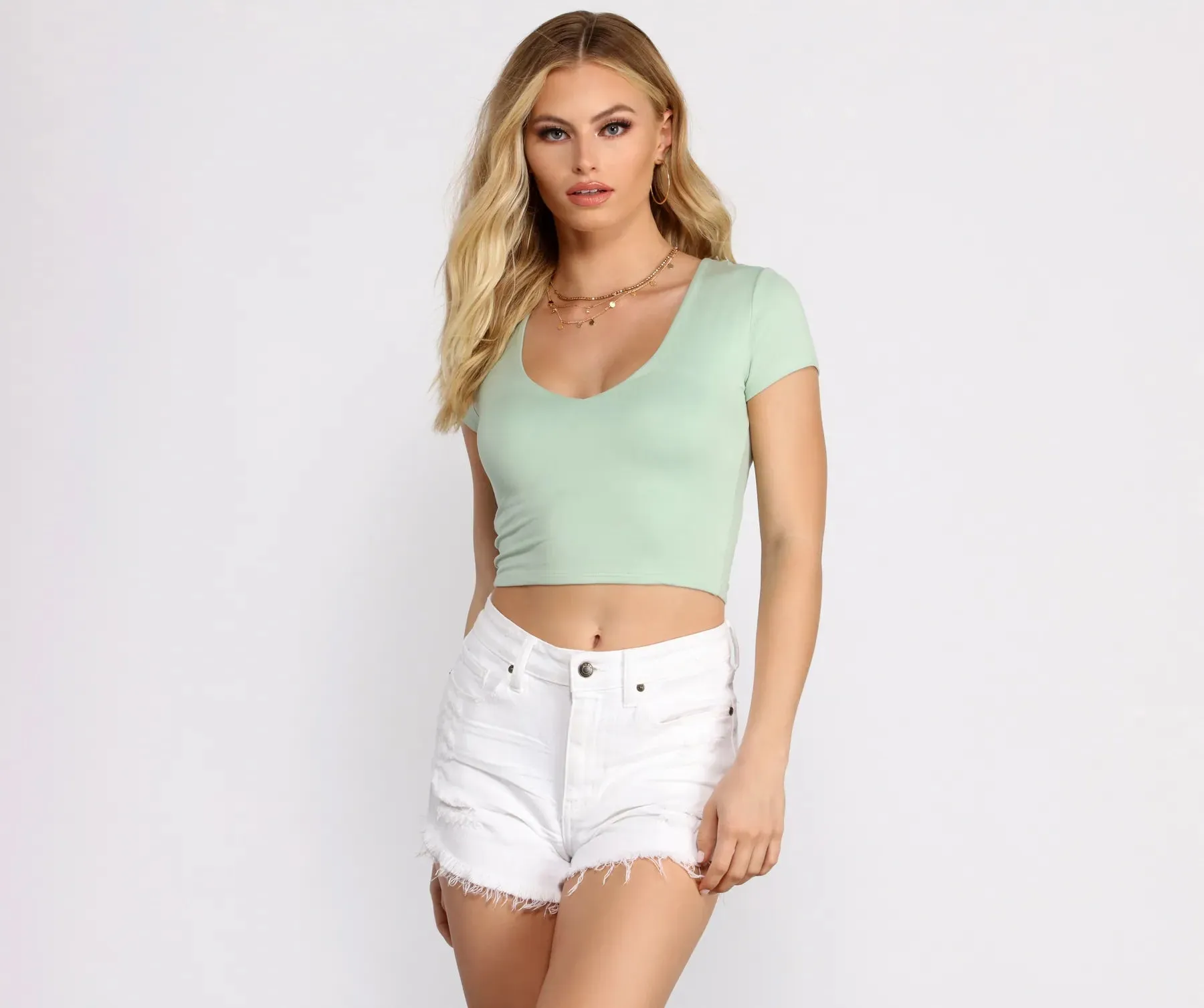 Basic V Neck Crop Top