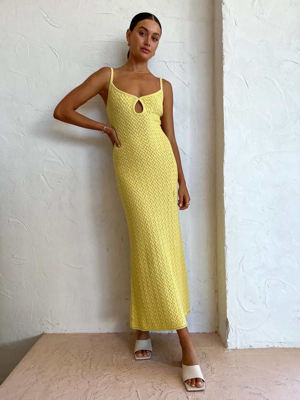 Bec and Bridge Effie Knit Key Maxi Dress in Daffodil Yellow