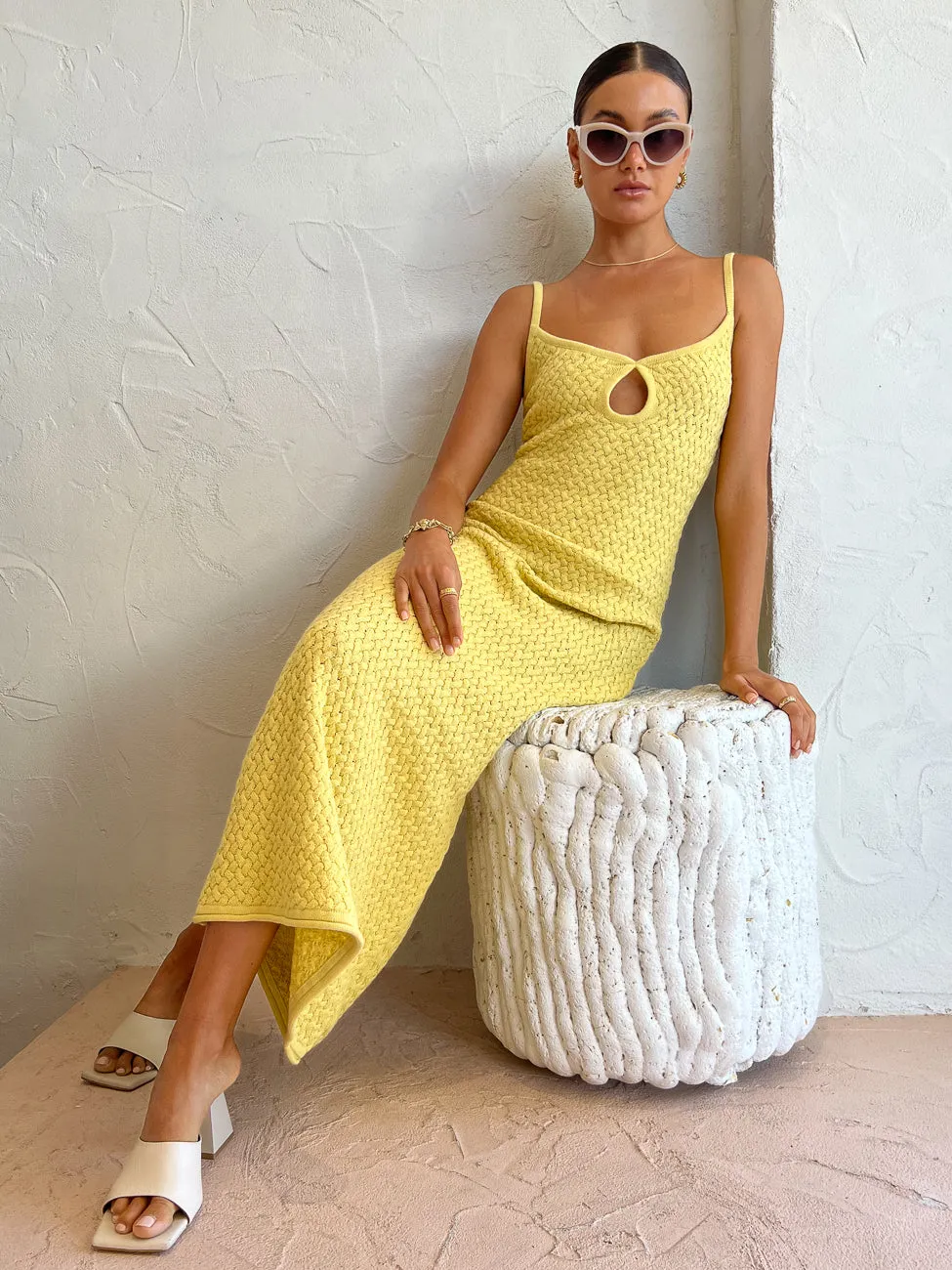 Bec and Bridge Effie Knit Key Maxi Dress in Daffodil Yellow