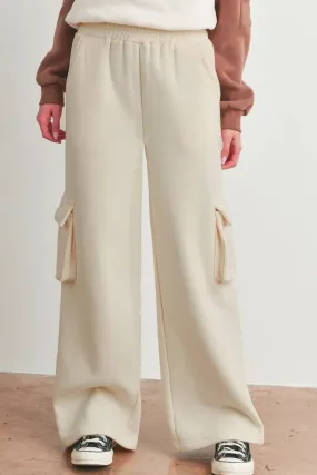 Beige Wide Leg Joggers