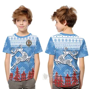 Binning Clan Christmas Kid T-Shirt Celtic Reindeer Style