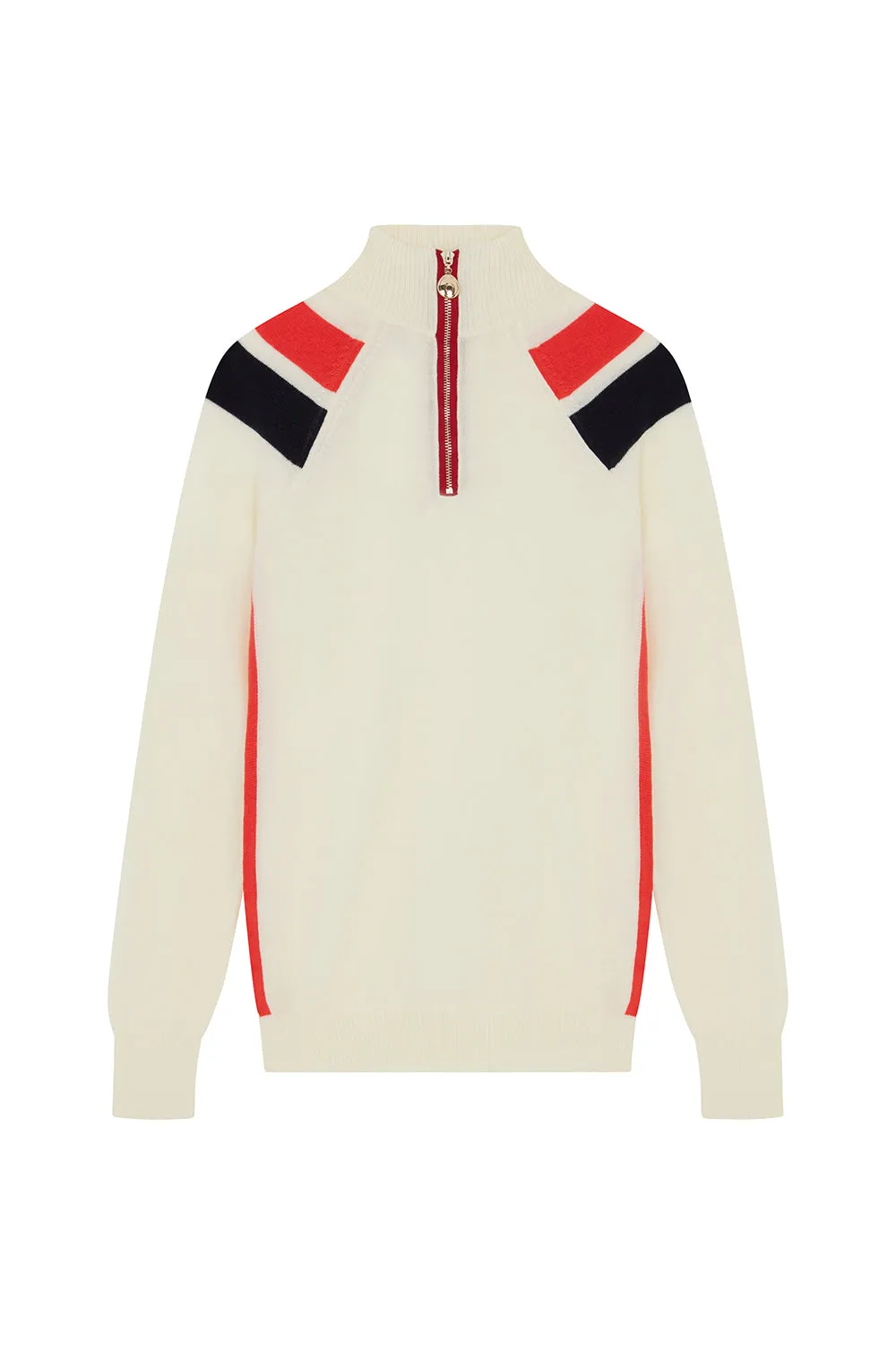 Birdie 11 zip jumper in Cream, Flame & Navy