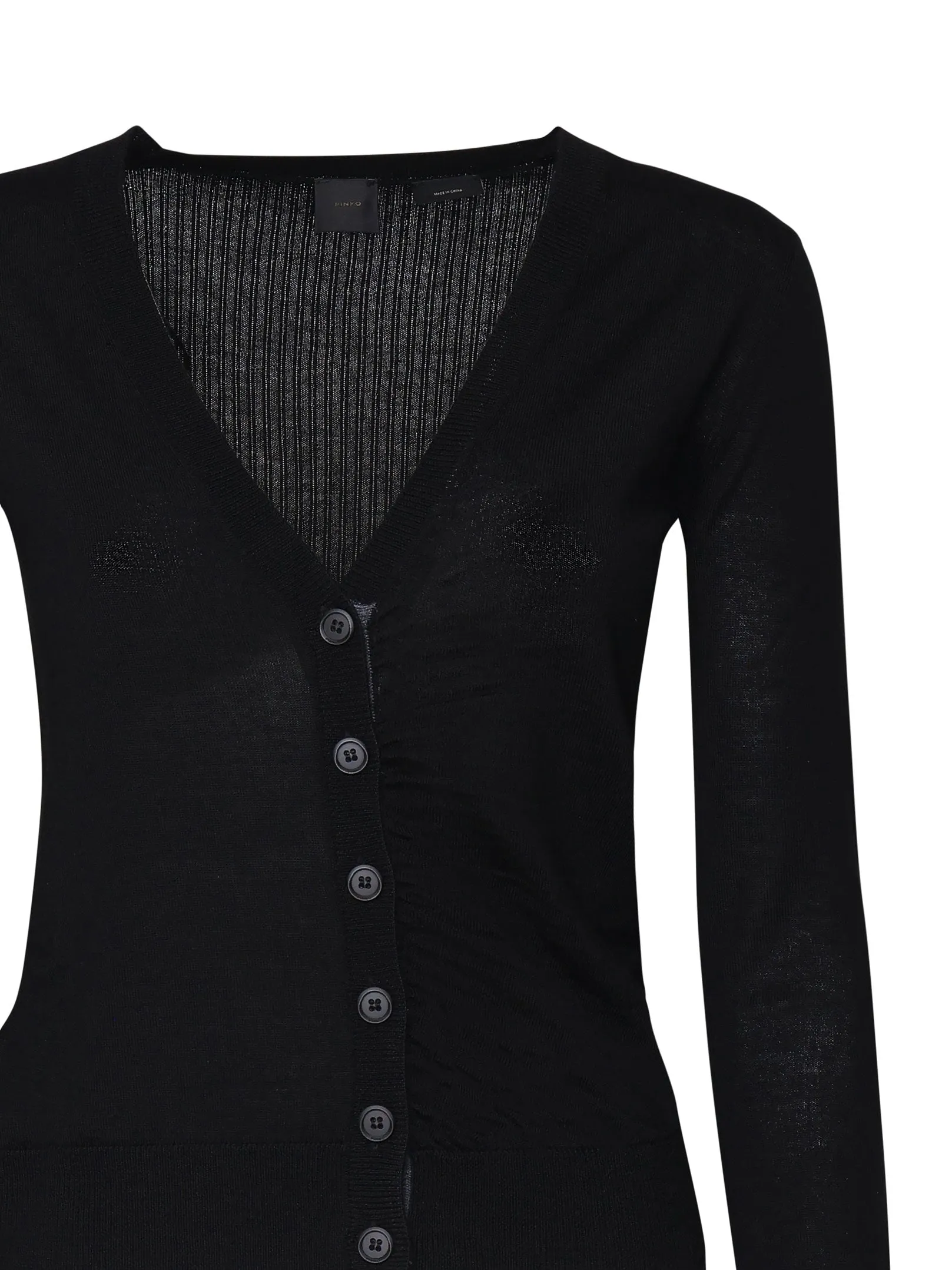 Black V-neck Cardigan with Buttons