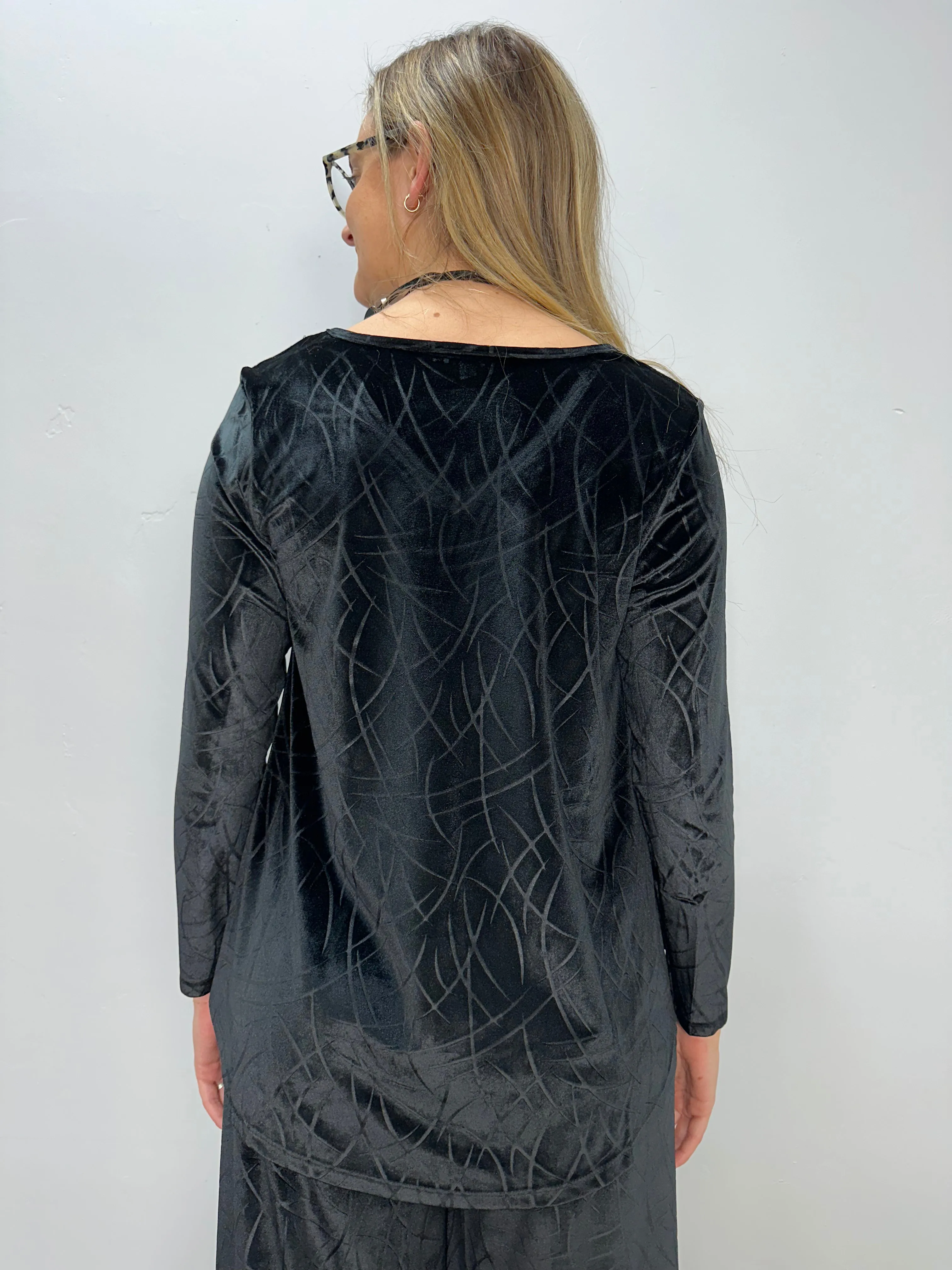 Black Velvet V-Neck Demeter Top