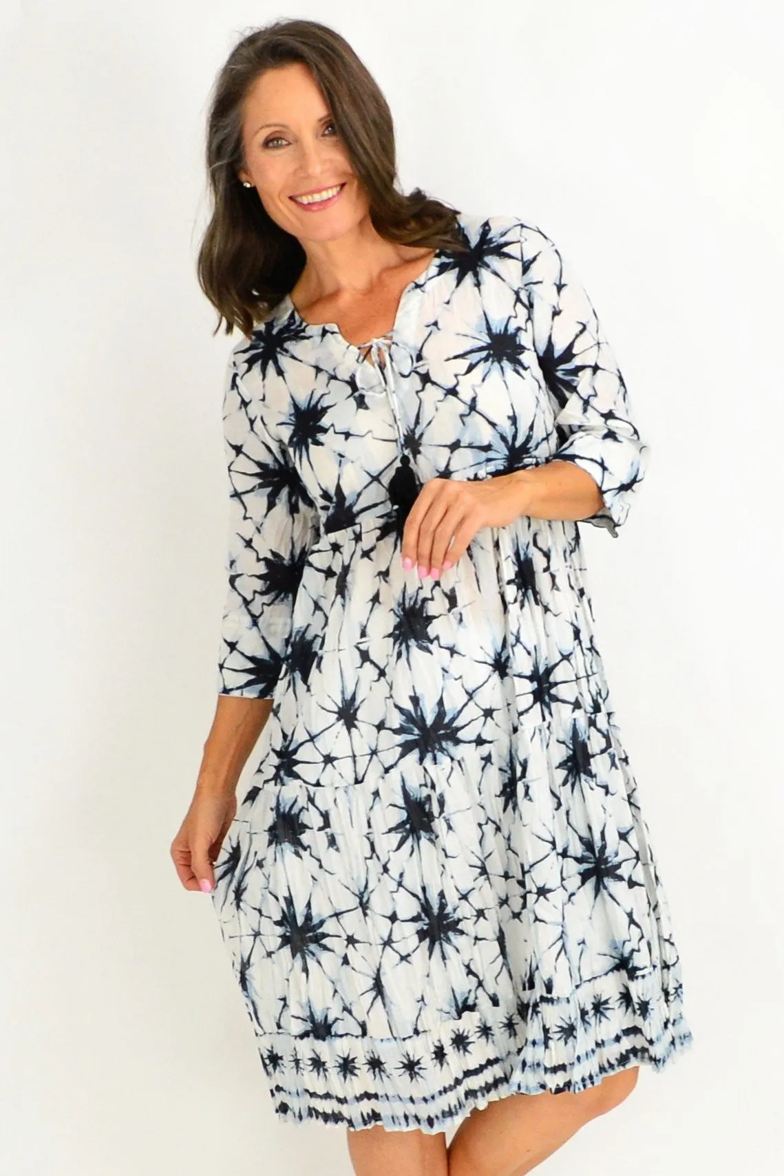 Black White Starburst Tunic Dress