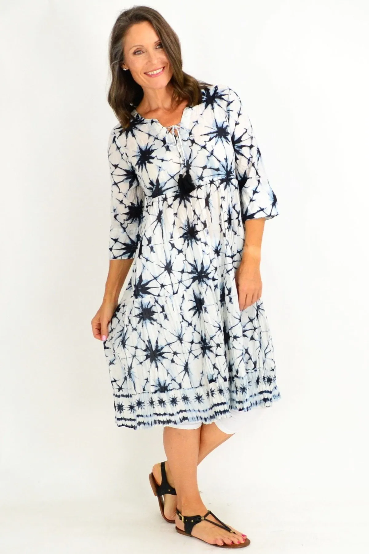 Black White Starburst Tunic Dress