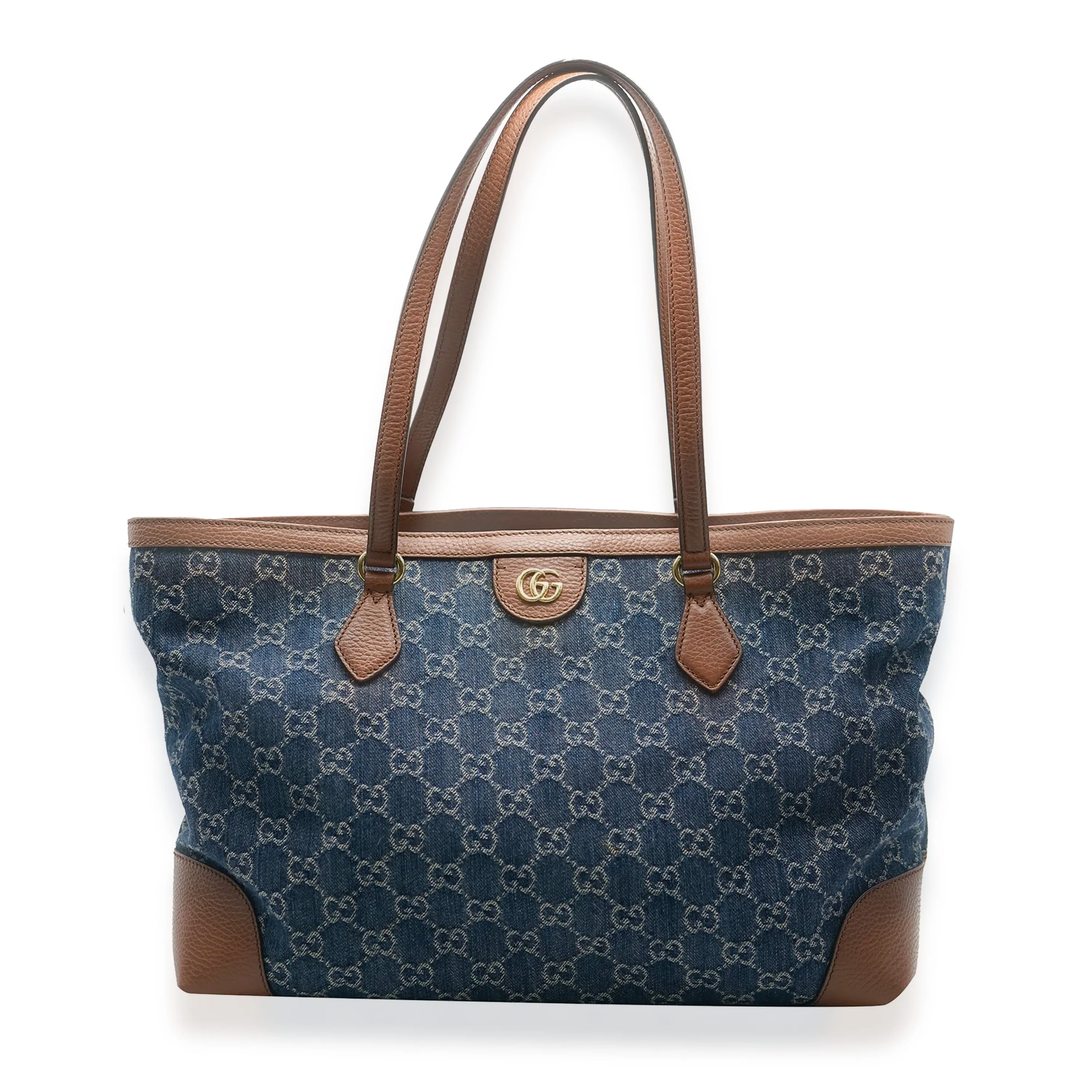 Blue Tea Cuir New Denim GG Medium Ophidia Shopping Tote