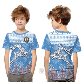 Boswell Clan Christmas Kid T-Shirt Celtic Reindeer Style