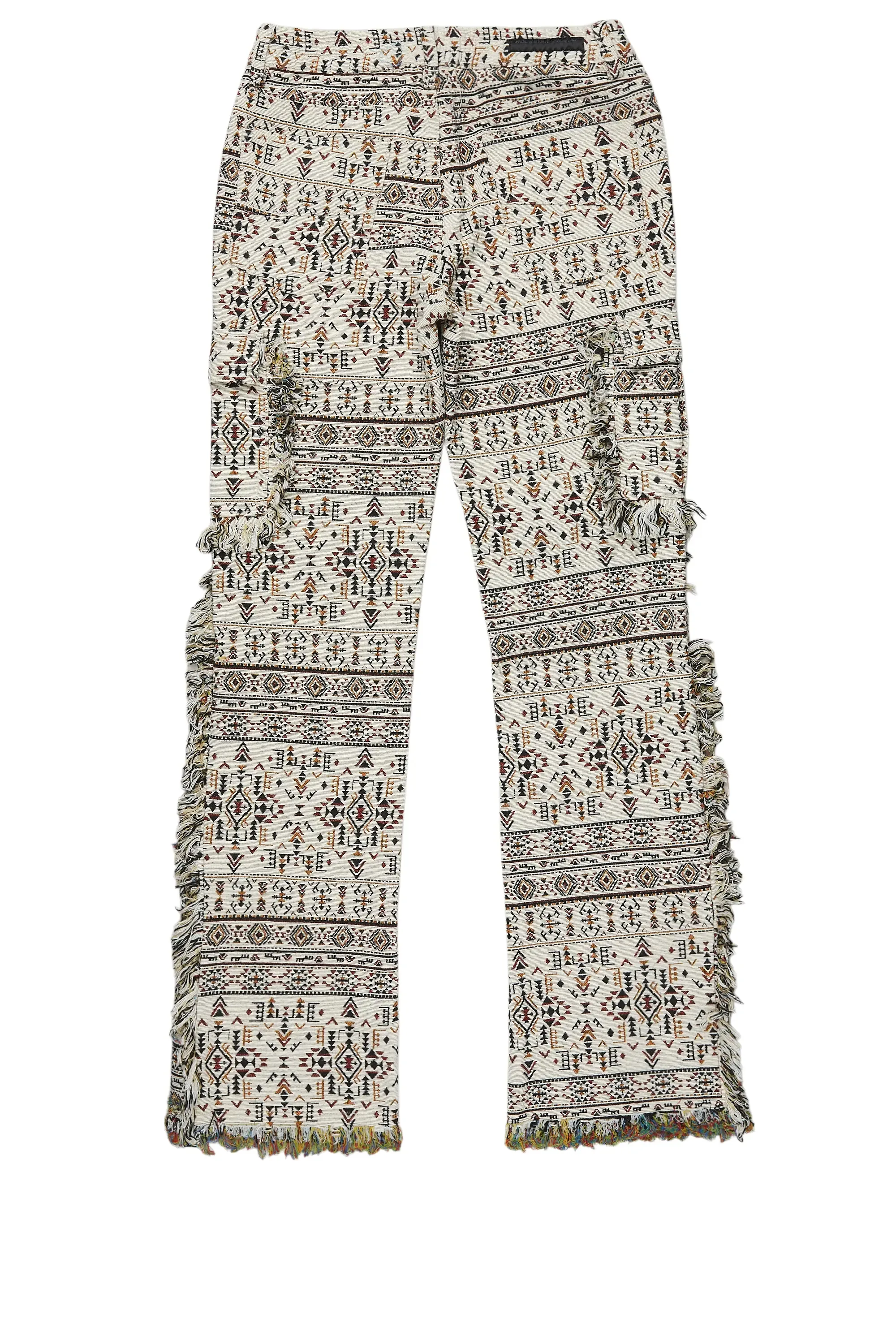 Boys Ayami Beige Slim Tapestry Flare Pants