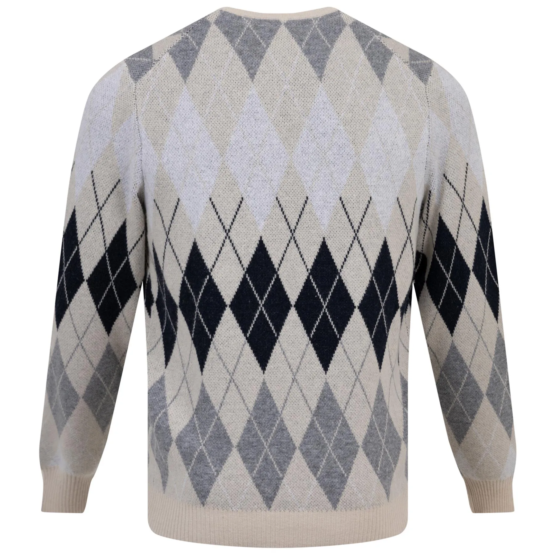 British Argyle Cotton Pique Crew Neck Jumper Cove - AW23