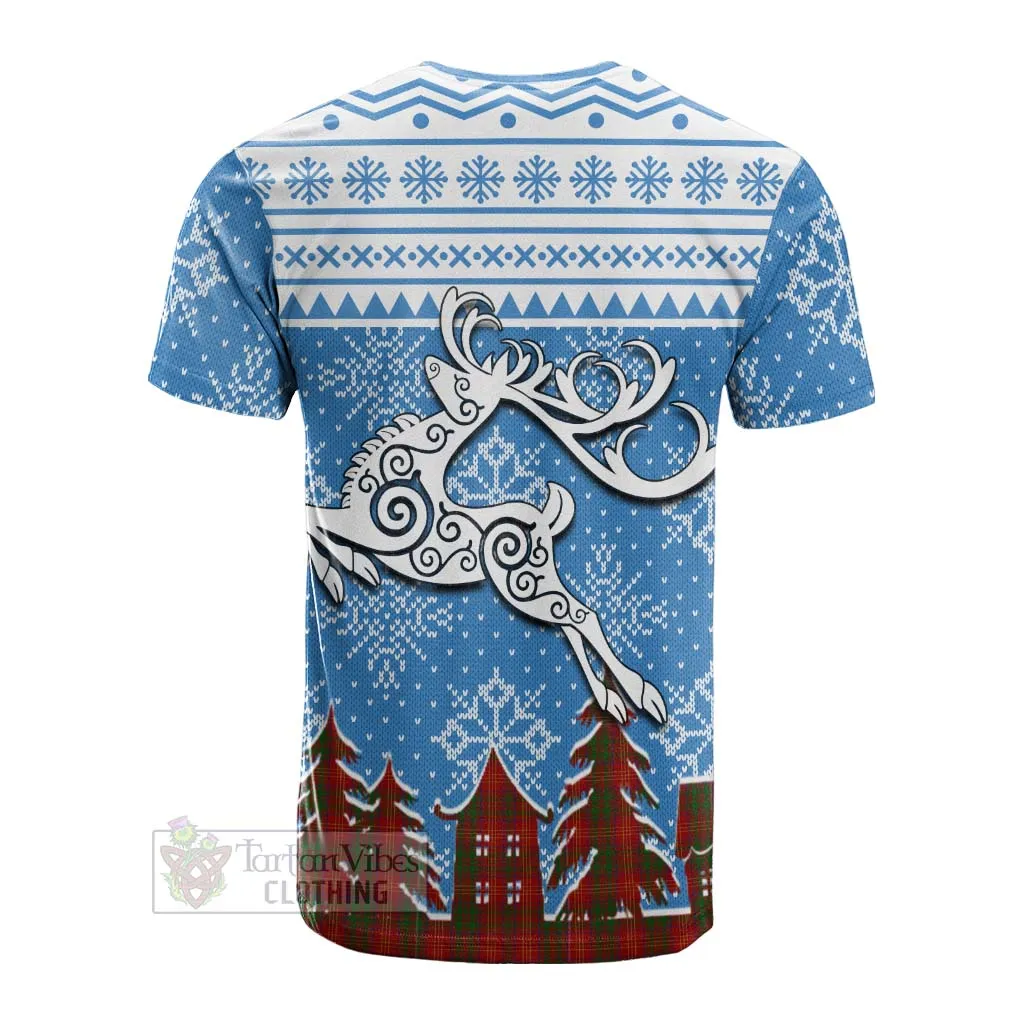 Burns Clan Christmas Cotton T-shirt Celtic Reindeer Style