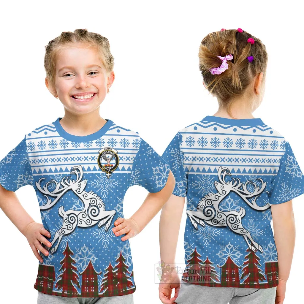 Burns Clan Christmas Kid T-Shirt Celtic Reindeer Style