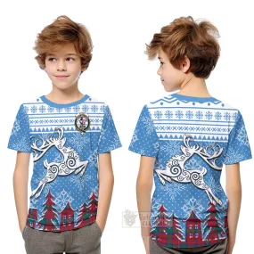 Byres (Byses) Clan Christmas Kid T-Shirt Celtic Reindeer Style