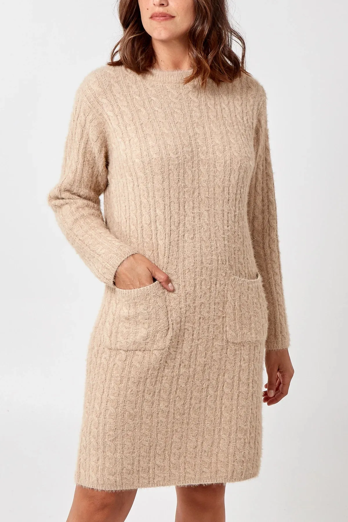 Cable knit dress with pockets