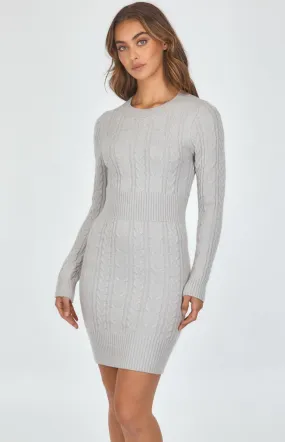 Cable Textured Long Sleeve Knit Dress