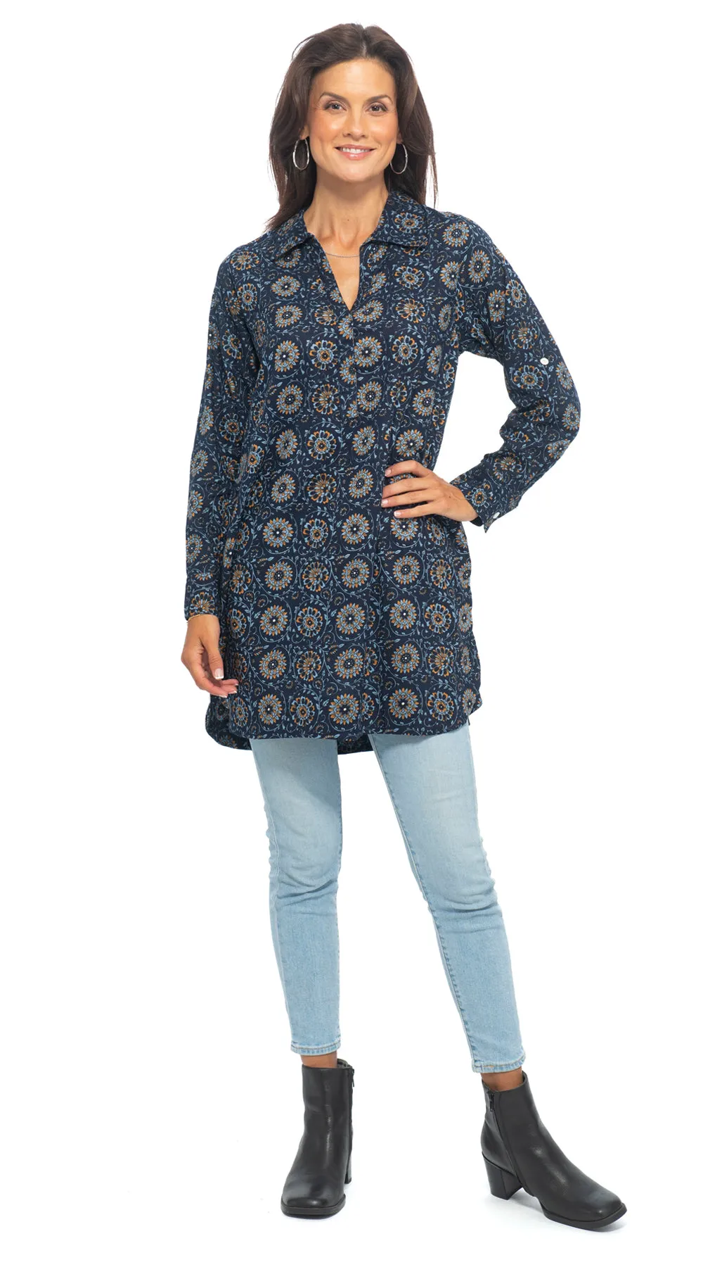 Cairo Tunic - org.cotton blockprint - black